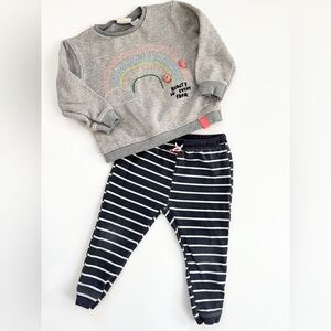 Zara Striped Navy and White Kids Bottoms & Rainbow Sweater for Daycare